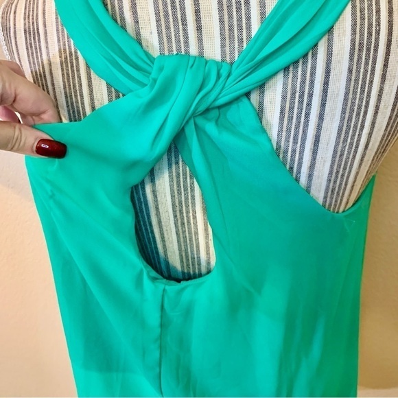 Alice Collection Dressy Tank Small Jade Green Sleevelss Flowy Lined Keyhole Back - Picture 7 of 15